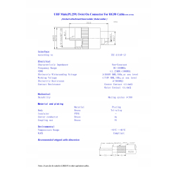 Wtyk UC1 UC-1 PL259/5 Izolator teflonowy RG58, długi